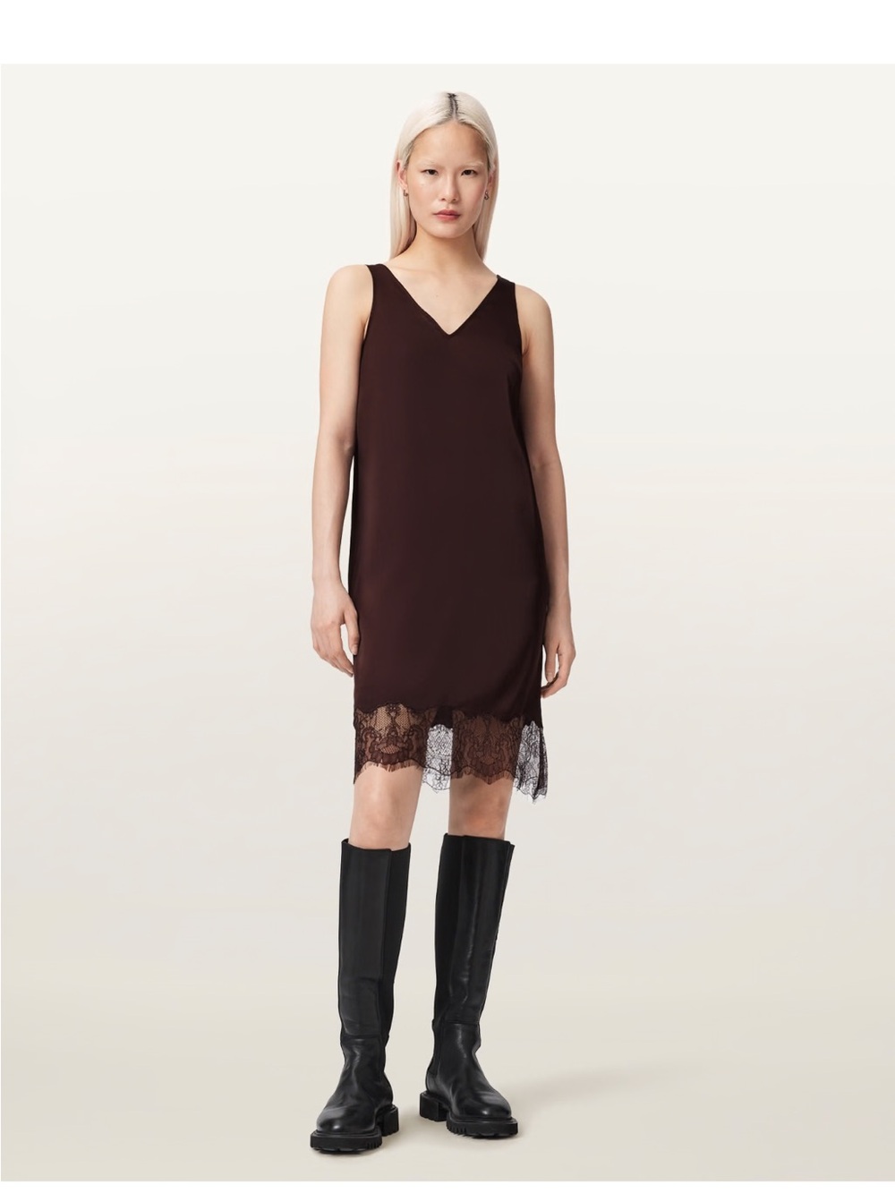 All Saints Eloise Slip Dress - Small Oxblood